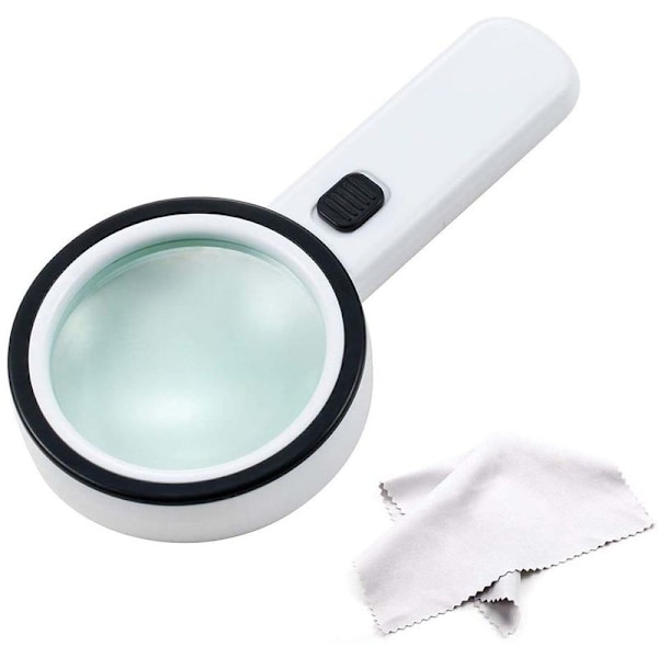 Large Double Layer Optical Glass Mirror LED Lamp UV Reading 30x Magnifying Glass Ultra Large Powerful Pocket Magnifier with Ultraviolet Lamp