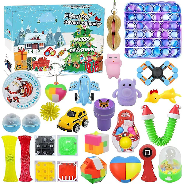 2024 Jul Adventskalender Fidget Toys Pack Ångestlindrande Leksak Julnedräkning Överraskning Blindbox för Barn Vuxna