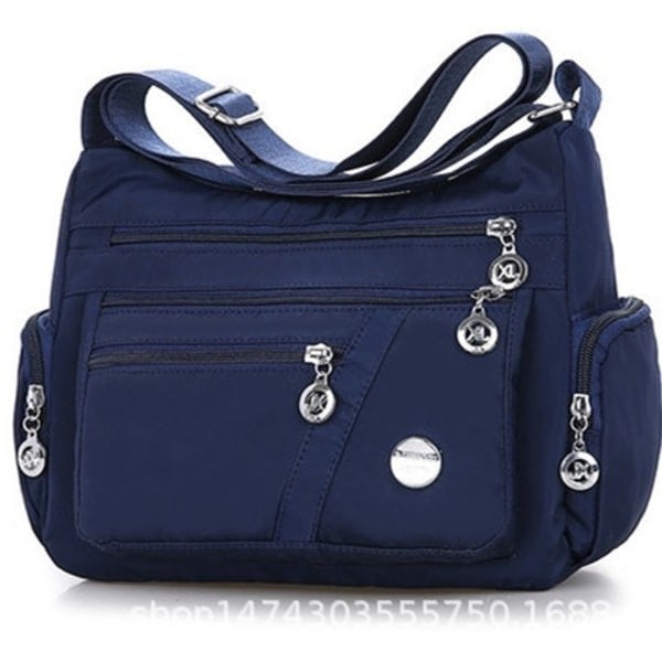 Vanntett nylon enkel skulder crossbody veske DarkBlue