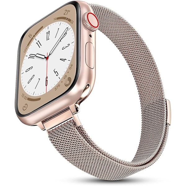 Milanese Loop-rem for Apple Watch 40mm 44mm 41mm 45mm 38mm 42mm 49mm 45mm Slank Rem for iWatch Serie 3 4 6 SE 7 8 Ultra Slank Roségull slim rose gold 38mm 40mm 41mm