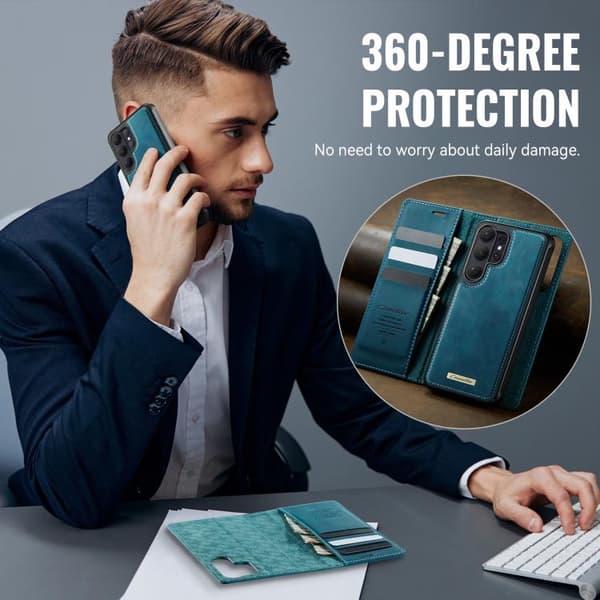Magnetic RFID Blocking Leather Case for Samsung Galaxy S26 Ultra 5G Grön