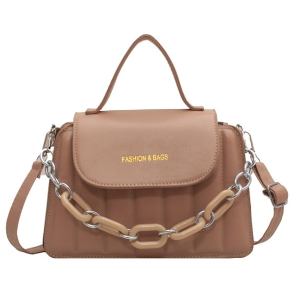 Retro bag summer fashion trend Korean version of the chain simple Western style messenger single shoulder small square bag (khaki)