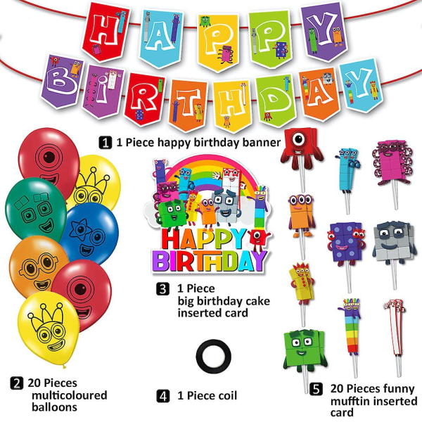 43-delad ballongbåge med siffror, latexballonger, papperstårta, dekorkort för födelsedagsfest