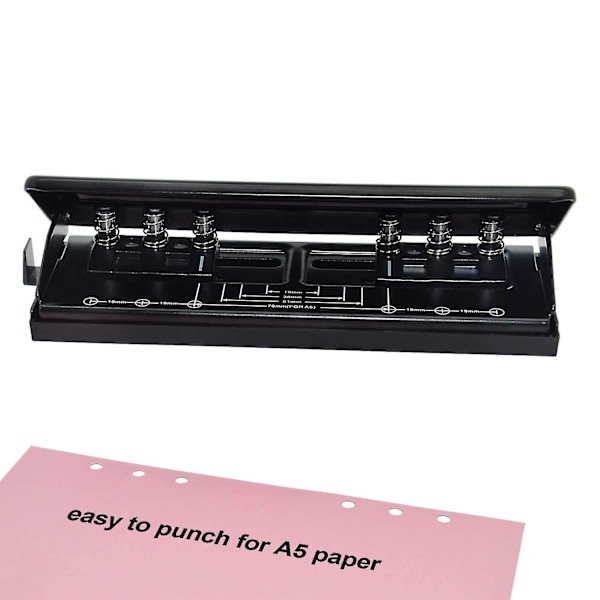 Adjustable 6 Hole Punch with Positioning Mark Daily Paper Punch for A5 Size Six Ring Binder Planner - Refill Pages