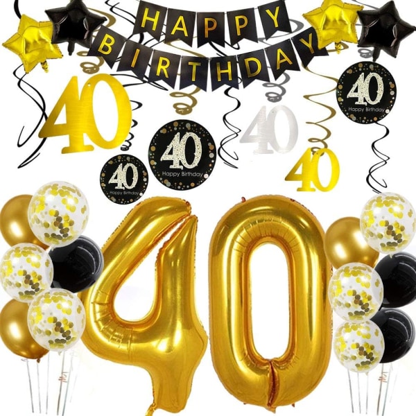 40-årsdekorationer för honom män Grattis på 40-årsdagen Party Ballonger Dekorationer 40 år 40 födelsedagsdekor 40-årsdag Kvinnor Henne
