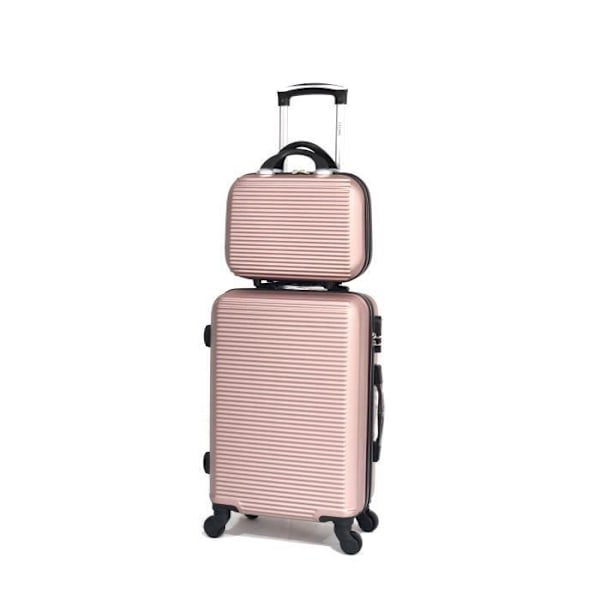 CELIMS - 4 matkalaukun setti + 1 turhamaisuus (45cm+55cm+65cm+75cm) - Yli 100 lentoyhtiön hyväksymä - Integroitu riippulukko - Rose Gold Rosa