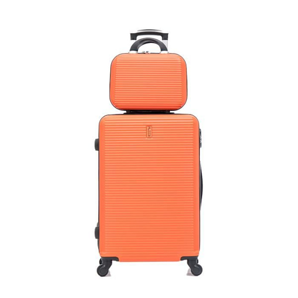CELIMS - Medium Weekend Matkalaukku Setti Vanity / Toalettilaukku 35cm Jäykkä ja kevyt | Pitokoko 20kg 65cm | Oranssi Orange