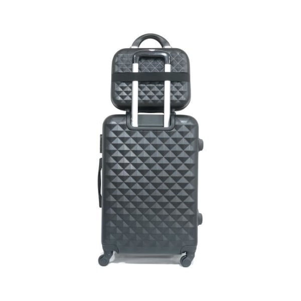 CELIMS - Medium Weekend Matkalaukku Setti Vanity / Toalettilaukku 35cm Jäykkä ja kevyt | Pitokoko 20kg 65cm | Musta Svart