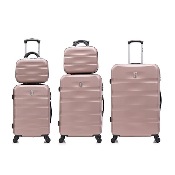 CELIMS FRANCE - Set av resväskor 4 delar Aerowave | Resväskeset | Lås | Lätt och hård | Roséguld Rosa