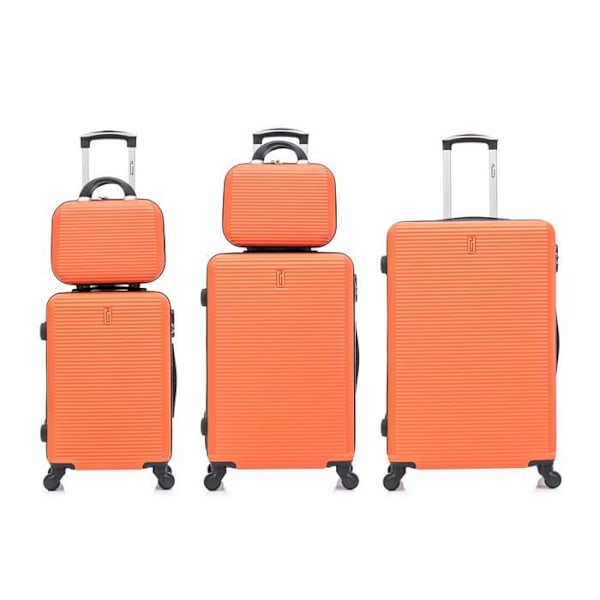 CELIMS FRANCE - 5-Pieces Kuffersæt | Kabine Kuffert + Mellemkuffert + Stor Kuffert + 2x Toilettasker | ABS | Orange Orange