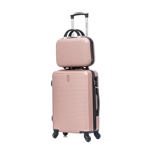 CELIMS FRANCE - Liten Kabinekuffert 45x36x20 Easyjet | Kuffert med Vanity | Rose Guld Rosa