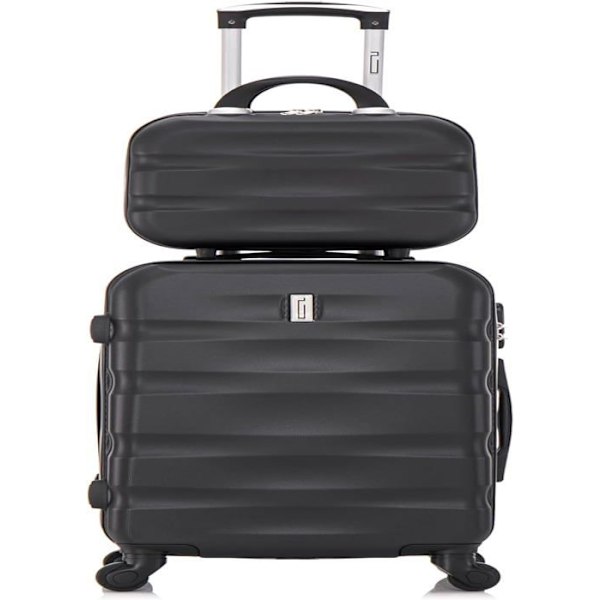 CELIMS - Resväska Set | Kabin resväska + toalettväska 30 cm Godkänd av 100+ flygbolag | 55x40x20 | Svart Grå