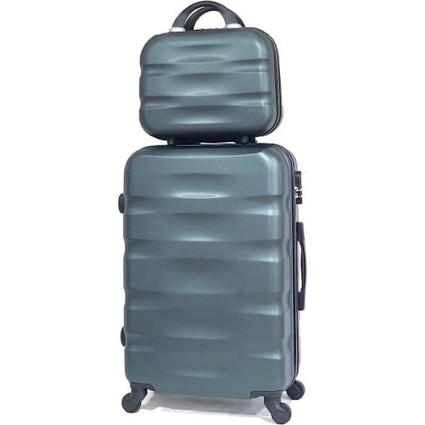 CELIMS - Kabine Kuffert 55x35x25 Easyjet med Makeup Taske | Kabine Kuffert 55cm | ABS | Indbygget Lås | Grøn Mörkgrön