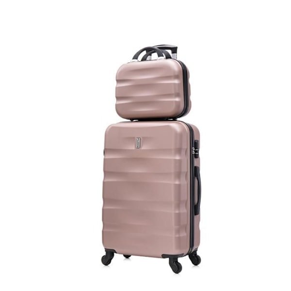 CELIMS - Medium Weekend Matkalaukku Setti Vanity / Toalettilaukku 35cm Jäykkä ja kevyt | Pitokoko 20kg 65cm | Ruusukulta Rose guld