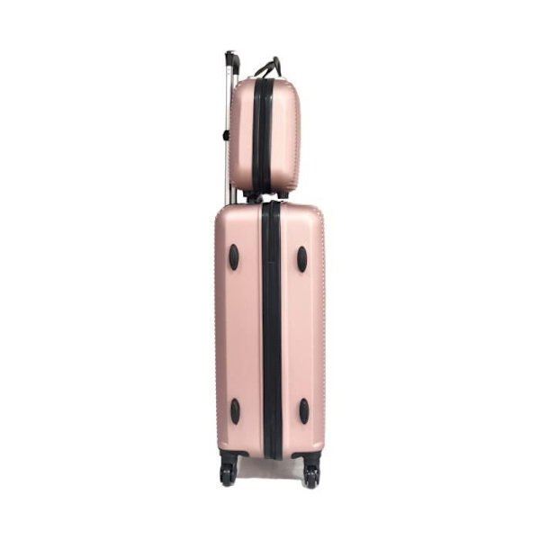 CELIMS - 4 matkalaukun setti + 1 turhamaisuus (45cm+55cm+65cm+75cm) - Yli 100 lentoyhtiön hyväksymä - Integroitu riippulukko - Rose Gold Rosa