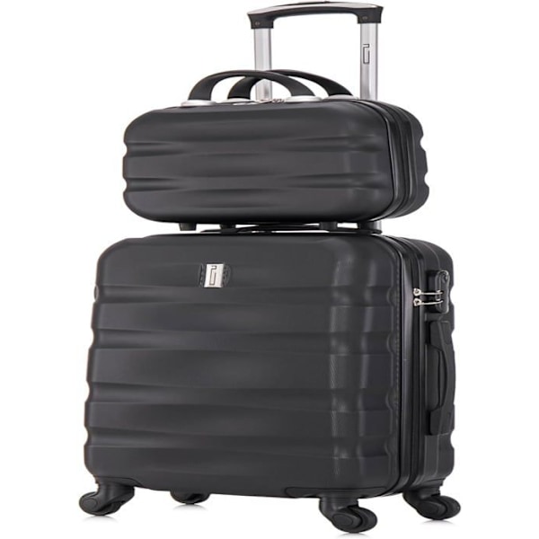 CELIMS - Kuffertsæt | Kabinekuffert + toilettaske med vasketøj 30 cm Godkendt af 100+ Airlines | 55x40x20 | Sort Grå