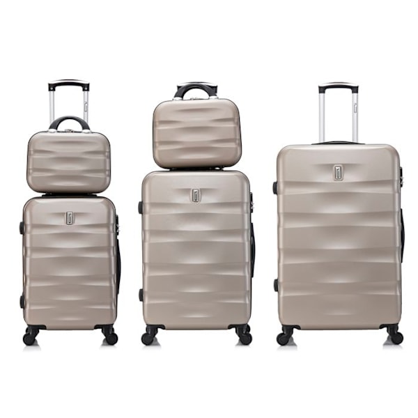 CELIMS FRANCE - Set av resväskor 5 Delar Aerowave | Resväskeset | Lås | Lätt och Styv | Champagne Champagne