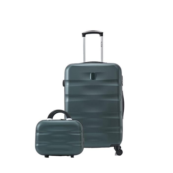 CELIMS - Medium Weekend Matkalaukku Setti Vanity / Toalettilaukku 35cm Jäykkä ja kevyt | Pitokoko 20kg 65cm | Vihreä Grön
