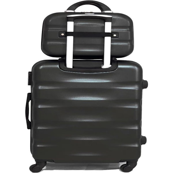 CELIMS - Stor kuffert med vaske-/toilettaske 35 cm | Hold størrelse 23kg 75cm | Integreret lås | ABS | Sort Svart