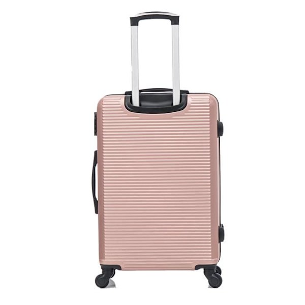 Weekendkuffert med vaske-/toilettaske | Stiv og let | Medium kuffert 65cm + forfængelighed | Rose guld