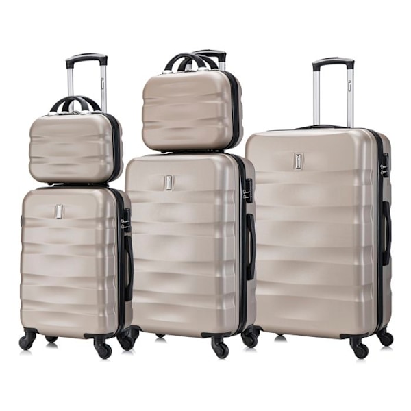 CELIMS FRANCE - Set av resväskor 5 Delar Aerowave | Resväskeset | Lås | Lätt och Styv | Champagne Champagne