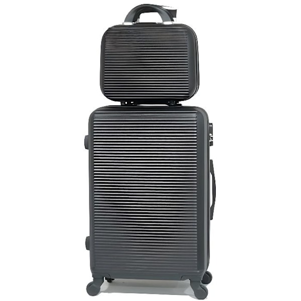 CELIMS - Medium Weekend Matkalaukku Setti Vanity / Toalettilaukku 35cm Jäykkä ja kevyt | Pitokoko 20kg 65cm | Musta