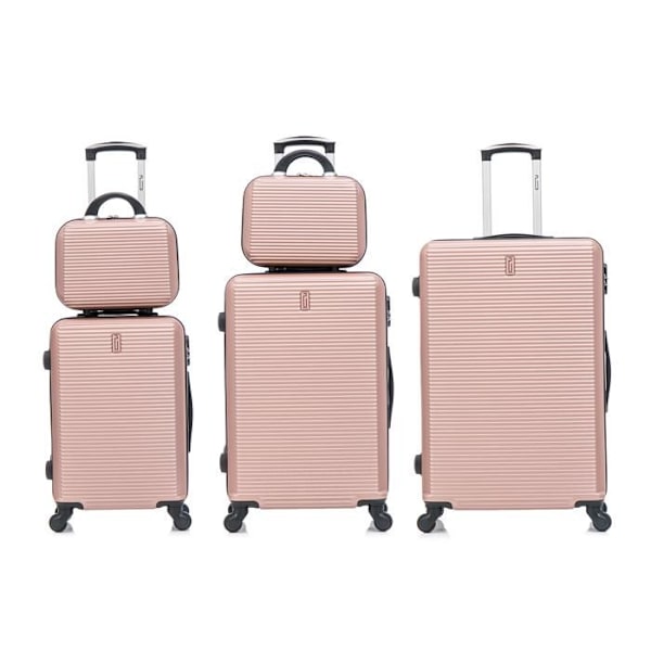 Sæt af kufferter - CELIMS - 6 Stykker - ABS - Roséguld - 4 Drejelige hjul 360° Rosa