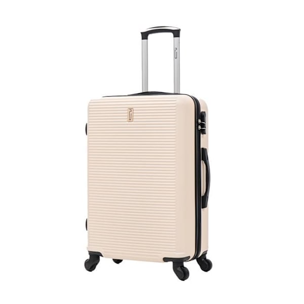 CELIMS - Medium Kuffert med 4 Hjul Letvægts Hold Størrelse 20kg 65cm | Integreret lås |. Medium størrelse kuffert med 4 hjul | Beige Champagne