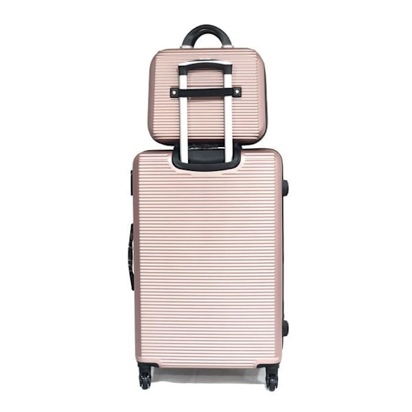 Sæt af kufferter - CELIMS - 6 Stykker - ABS - Roséguld - 4 Drejelige hjul 360° Rosa