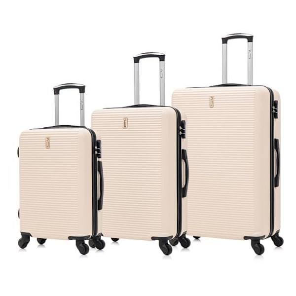 3 delar Hardside resväska Set | Kabin resväska + Medium resväska + Stor storlek resväska | 55cm + 65cm + 75cm | Resväska Set om 3 | Beige Beige