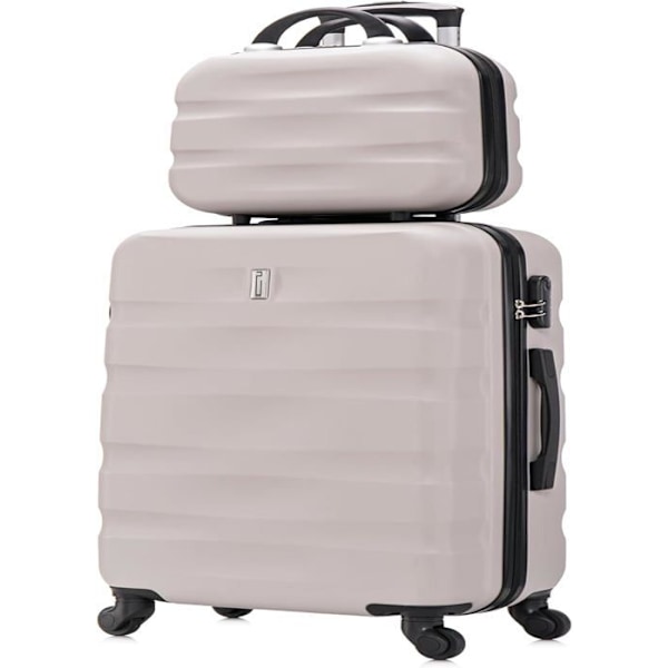 CELIMS - Resväska Set | Mellanstor resväska med toalettväska / sminkväska | Mellanstor styv resväska 65cm | Grå Grå