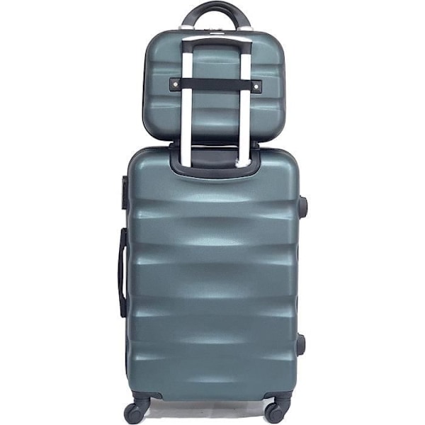 CELIMS - Kabine Kuffert 55x35x25 Easyjet med Makeup Taske | Kabine Kuffert 55cm | ABS | Indbygget Lås | Grøn Mörkgrön