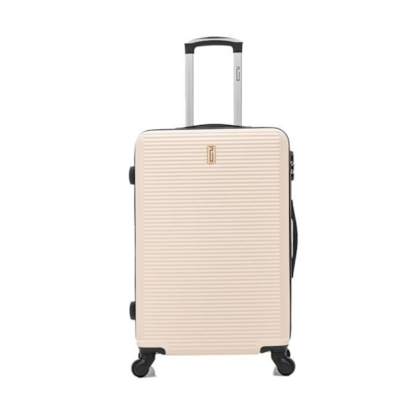 CELIMS FRANKRIKE - Mellanstor resväska 65cm | Weekendväska | ABS | 4 hjul 360° | Inbyggt lås | Beige Champagne