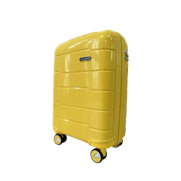 CELIMS FRANCE - Matkalaukku 55x35x25 cm | Polypropeeni matkalaukku | Kevyt ja Kova | TSA-lukko | Keltainen Gul