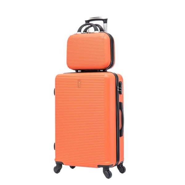 CELIMS - Medium Weekend Matkalaukku Setti Vanity / Toalettilaukku 35cm Jäykkä ja kevyt | Pitokoko 20kg 65cm | Oranssi Orange