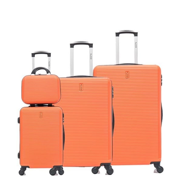 CELIMS FRANCE - Set av resväskor 4 Delar | Kabinväska + Mellanstor resväska + Stor resväska + Necessär | ABS | Orange Orange