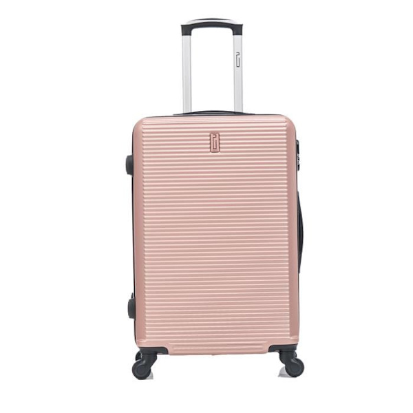 Weekendkuffert med vaske-/toilettaske | Stiv og let | Medium kuffert 65cm + forfængelighed | Rose guld
