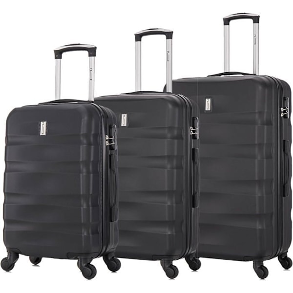 CELIMS FRANCE - 3 Kappaleen Aerowave Matkalaukku Setti | Matkalaukku Setti | Lukko | Kevyt ja Kovaa | Musta Svart