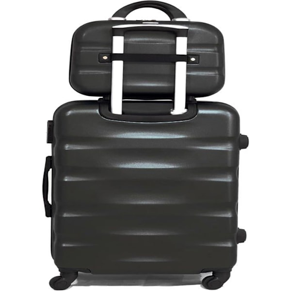 CELIMS - Kuffertsæt | Kabinekuffert + toilettaske med vasketøj 30 cm Godkendt af 100+ Airlines | 55x40x20 | Sort Grå