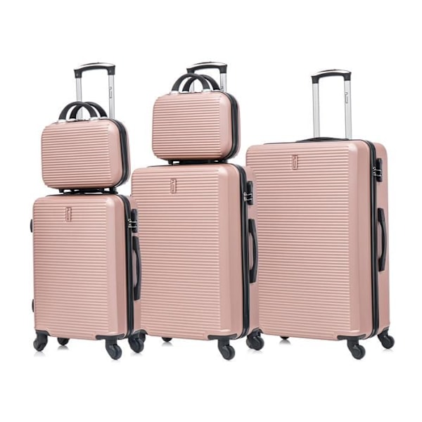 Sæt af kufferter - CELIMS - 6 Stykker - ABS - Roséguld - 4 Drejelige hjul 360° Rosa