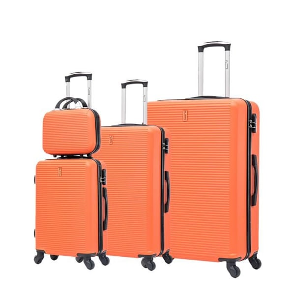 CELIMS FRANCE - Set av resväskor 4 Delar | Kabinväska + Mellanstor resväska + Stor resväska + Necessär | ABS | Orange Orange