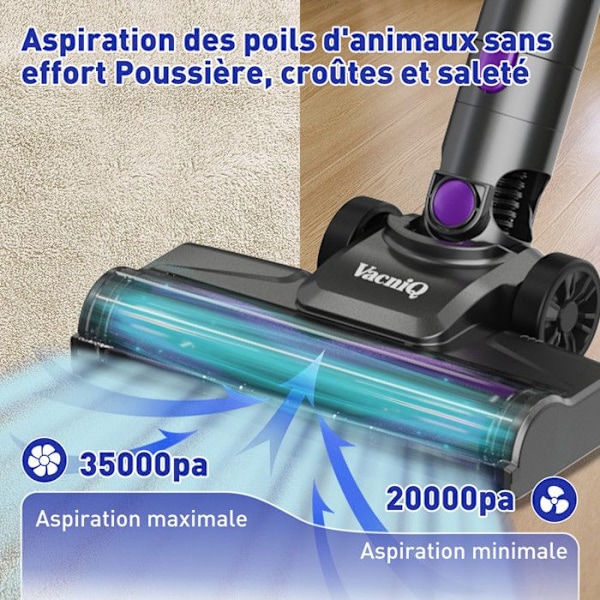 Sladdlös kvastdammsugare-N79-35000Pa-6 i 1-6 lager filtrering-65 DB-lila