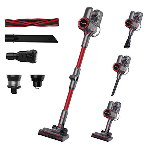 Sladdlös kvastdammsugare-N79-35000Pa-6 i 1-6-lagers filtrering-65 DB-Röd