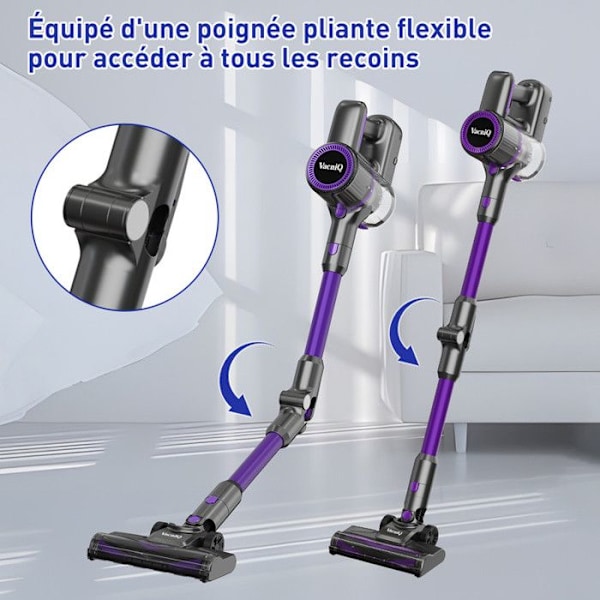 Sladdlös kvastdammsugare-N79-35000Pa-6 i 1-6 lager filtrering-65 DB-lila