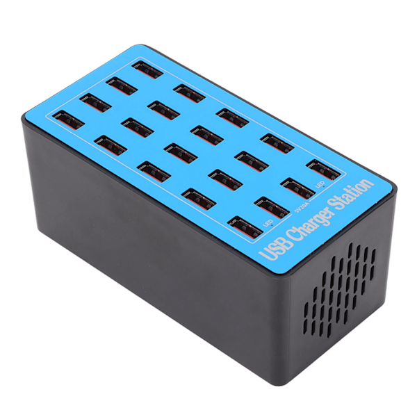 AnwintkA5+ 20 Ports USB Hub Ladestation - 5V 20A 100W - Hurtiglader til telefon og tablet (AU-stik)