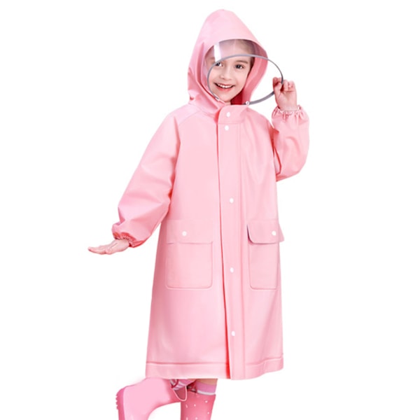 Kids Raincoat Sakura Pink Cute Waterproof Lightweight Durable Kids Rain Jacket with Backpack Slot for Girls L