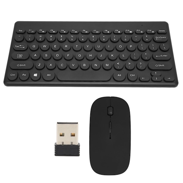 Trådlöst tangentbord och musset 2.4G 78-tangenter tangentbord 4-tangenter musknappar Mini datortillbehör för kontor Svart