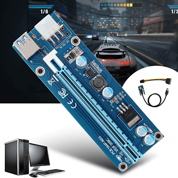 Mini PCI-E til PCI Express 16x Riser Adapter for grafikkortmining