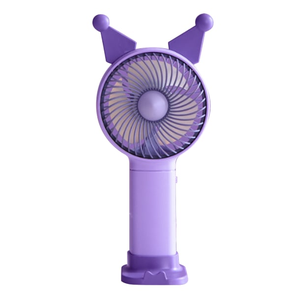 Handheld Mini Fan USB Charging Battery Operated Fan Cartoon Electric Fan for Home School Office Purple