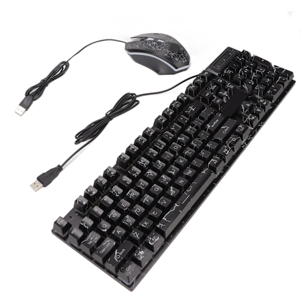 USB Tangentbord Mus Combo Bra Återhämtningsförmåga Spricka Färgglad Bakgrundsbelysning 104 Tangenter Tydliga Tecken Gaming Tangentbord Mus Combo